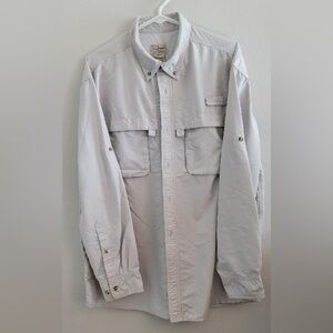 LL Bean, men’s tropicwear long sleeve shirt. Sz Large. Light gray.